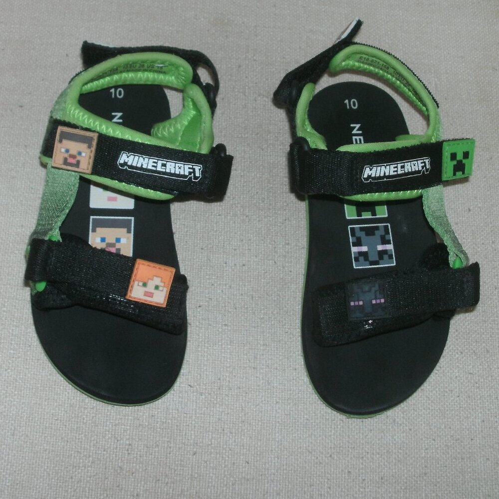NEXT Black & Green Minecraft Trekker Walking Sandals Lightweight Adjustable ~ 10